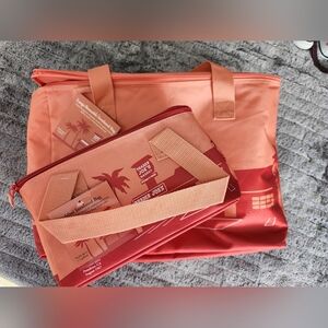 Red and Peach Insulated  Tote Bag Set